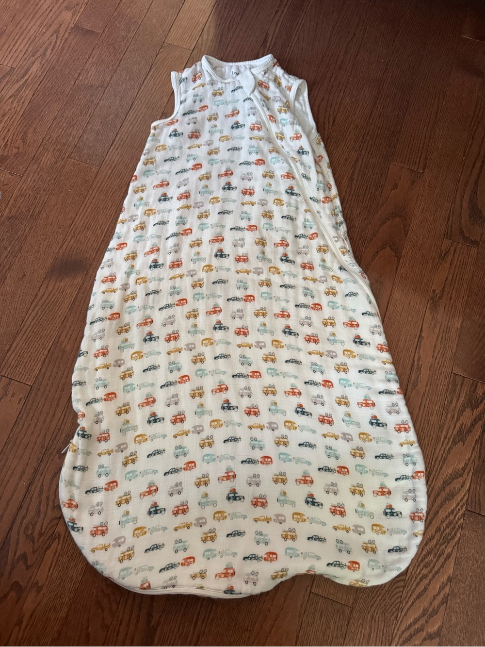 White Multi Car Print Sleep Sack - Cozy Baby Wearable Blanket